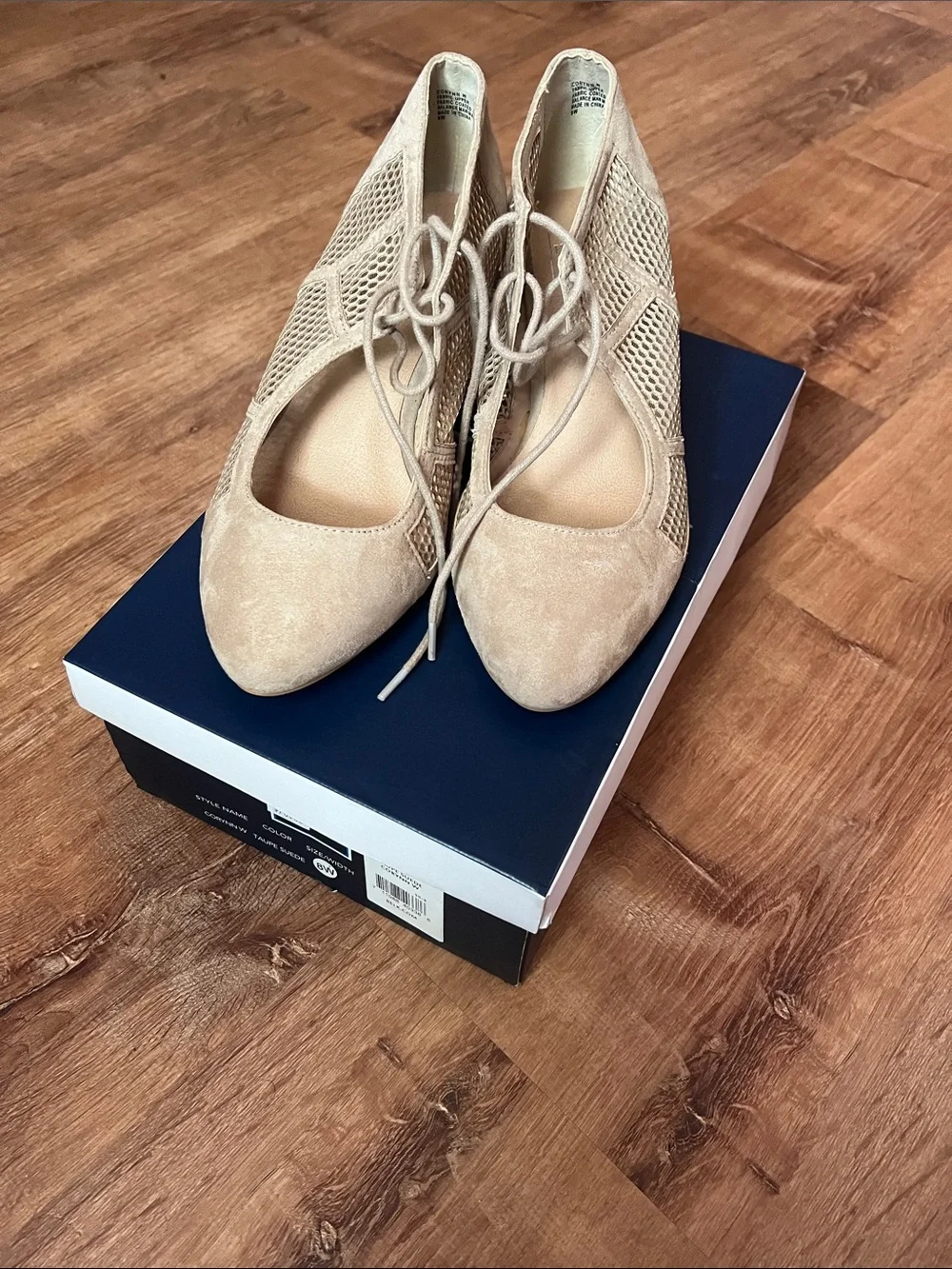Kaapri blue Taupe Suede wedges